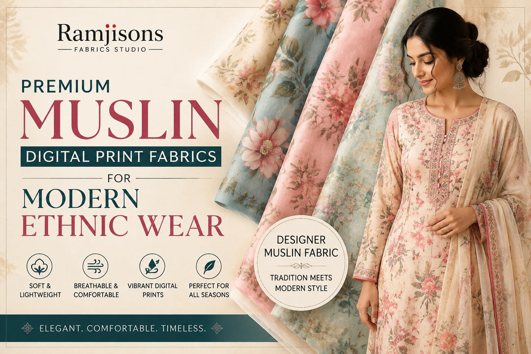 Premium Muslin Digital Print Fabrics for Modern Ethnic Wear