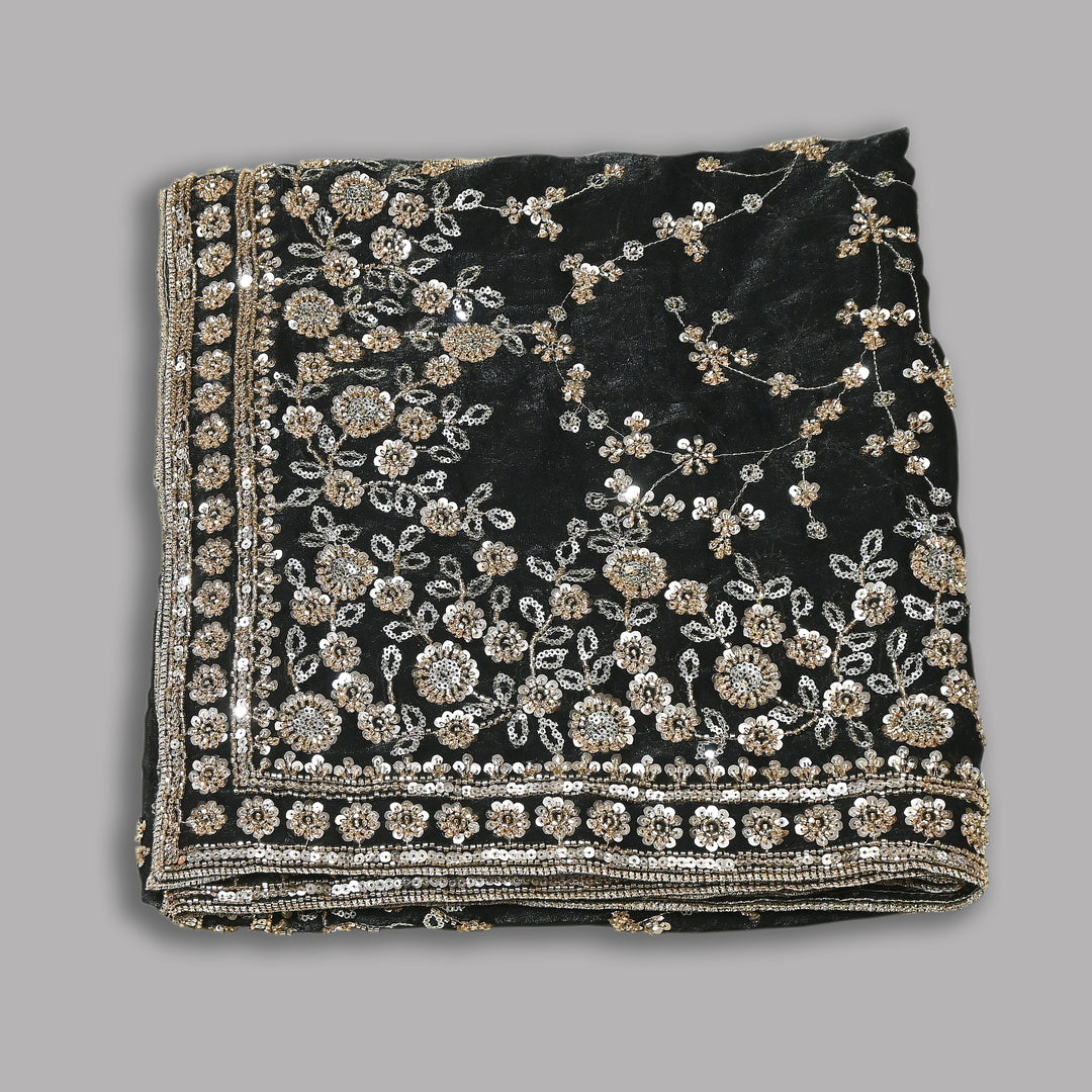 Premium Fendi Organza Moti & Sequins Embroidery Dupatta | Luxury Designer Ethnic Dupatta | 002850-1
