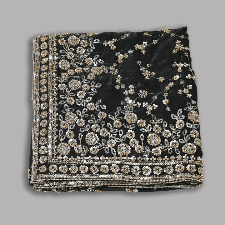 Premium Fendi Organza Moti & Sequins Embroidery Dupatta | Luxury Designer Ethnic Dupatta | 002850-1