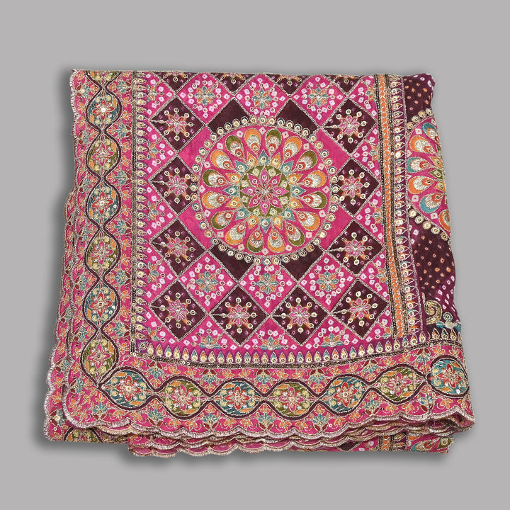 Premium Organza Bandhani Print Zari Embroidery Dupatta | Designer Ethnic Dupatta-RD7226-H2