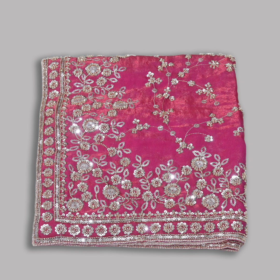 Premium Fendi Organza Moti & Sequins Embroidery Dupatta | Luxury Designer Ethnic Dupatta | 002850-3
