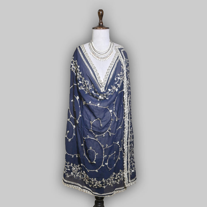 Blue Color Elegant Georgette Dupatta with Gota Patti Work | Festive & Wedding Dupatta  Fabric