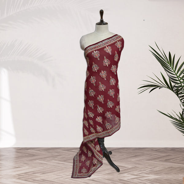 Georgette Zari Sequins Embroidery Dupatta