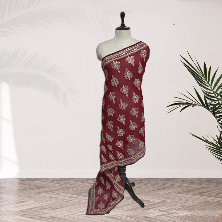 Georgette Zari Sequins Embroidery Dupatta
