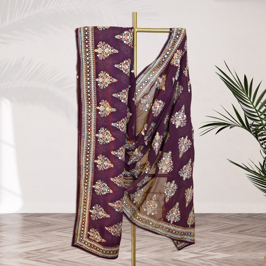 Georgette Zari Sequins Embroidery Dupatta
