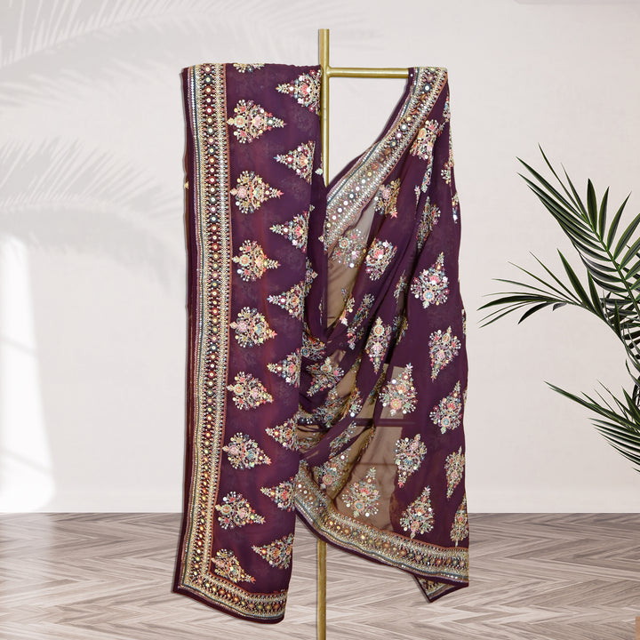 Georgette Zari Sequins Embroidery Dupatta