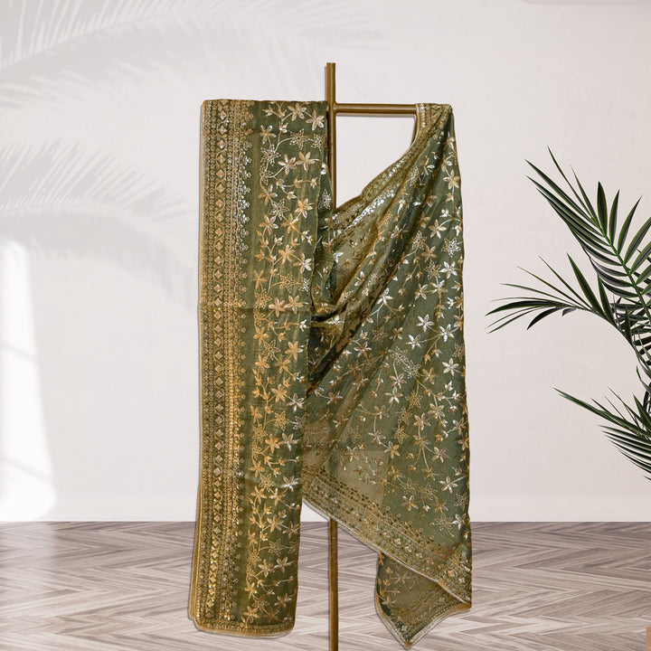 Beautiful Tissue Zari Sequins Work Dupatta