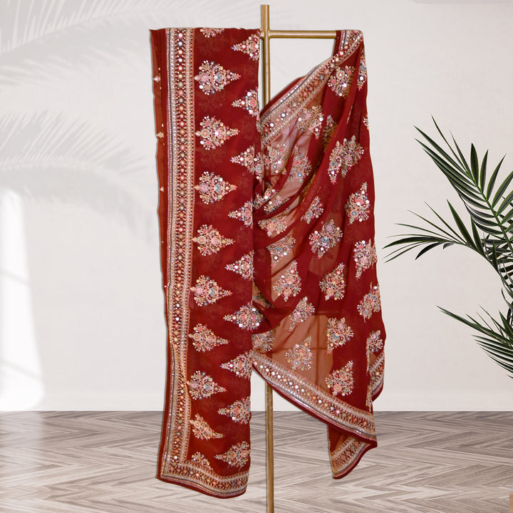 Georgette Zari Sequins Embroidery Dupatta