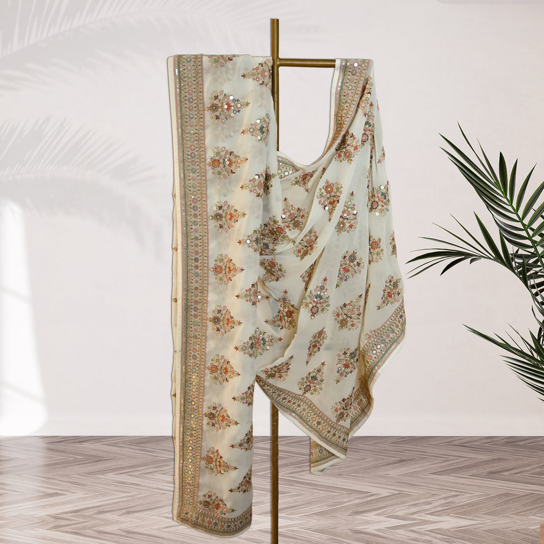 Georgette Zari Sequins Embroidery Dupatta