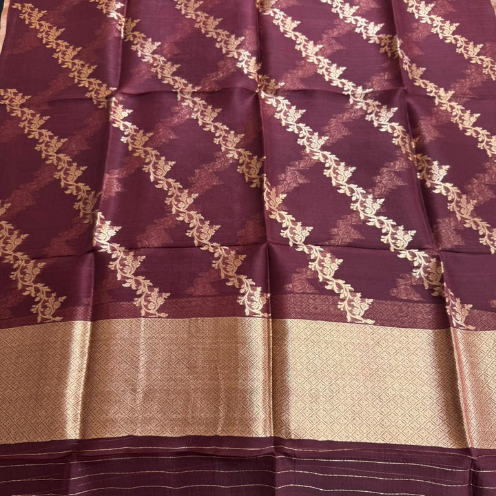 Pure Dupion Silk & Banarasi Unstitched Suit Set | AS0033