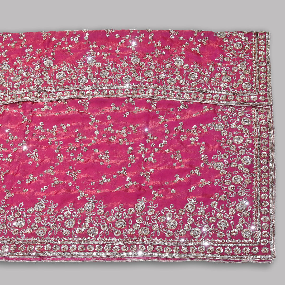 Premium Fendi Organza Moti & Sequins Embroidery Dupatta | Luxury Designer Ethnic Dupatta | 002850-3