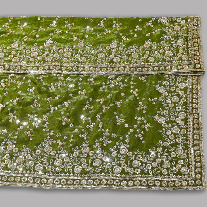 Premium Fendi Organza Moti & Sequins Embroidery Dupatta | Luxury Designer Ethnic Dupatta | 002850-2