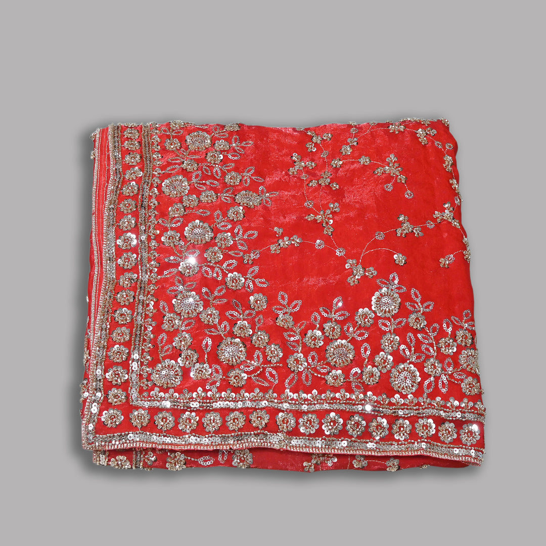 Premium Fendi Organza Moti & Sequins Embroidery Dupatta | Luxury Designer Ethnic Dupatta | 002850-5