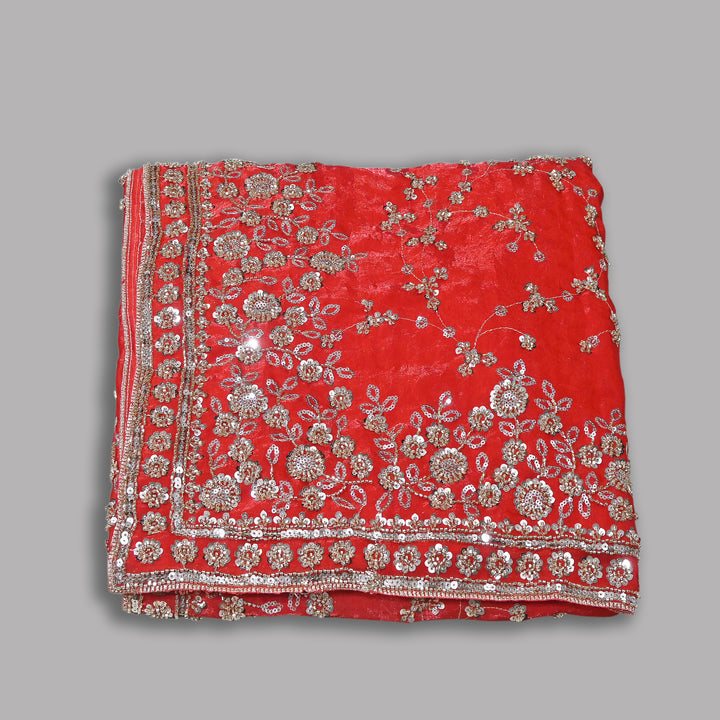 Premium Fendi Organza Moti & Sequins Embroidery Dupatta | Luxury Designer Ethnic Dupatta | 002850-5