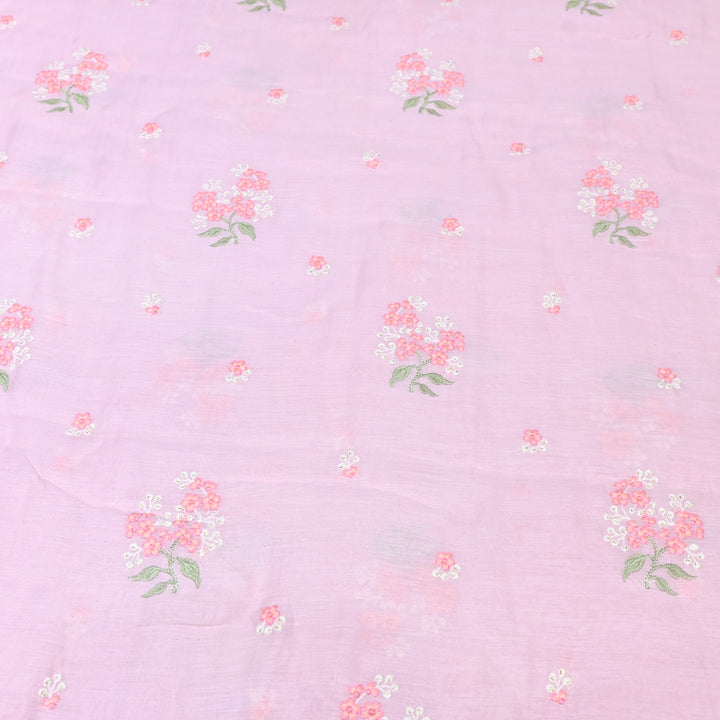 BLUSH PINK COLOR MUL CHANDERI THREAD EMBROIDERY FABRIC - GP4822- 01