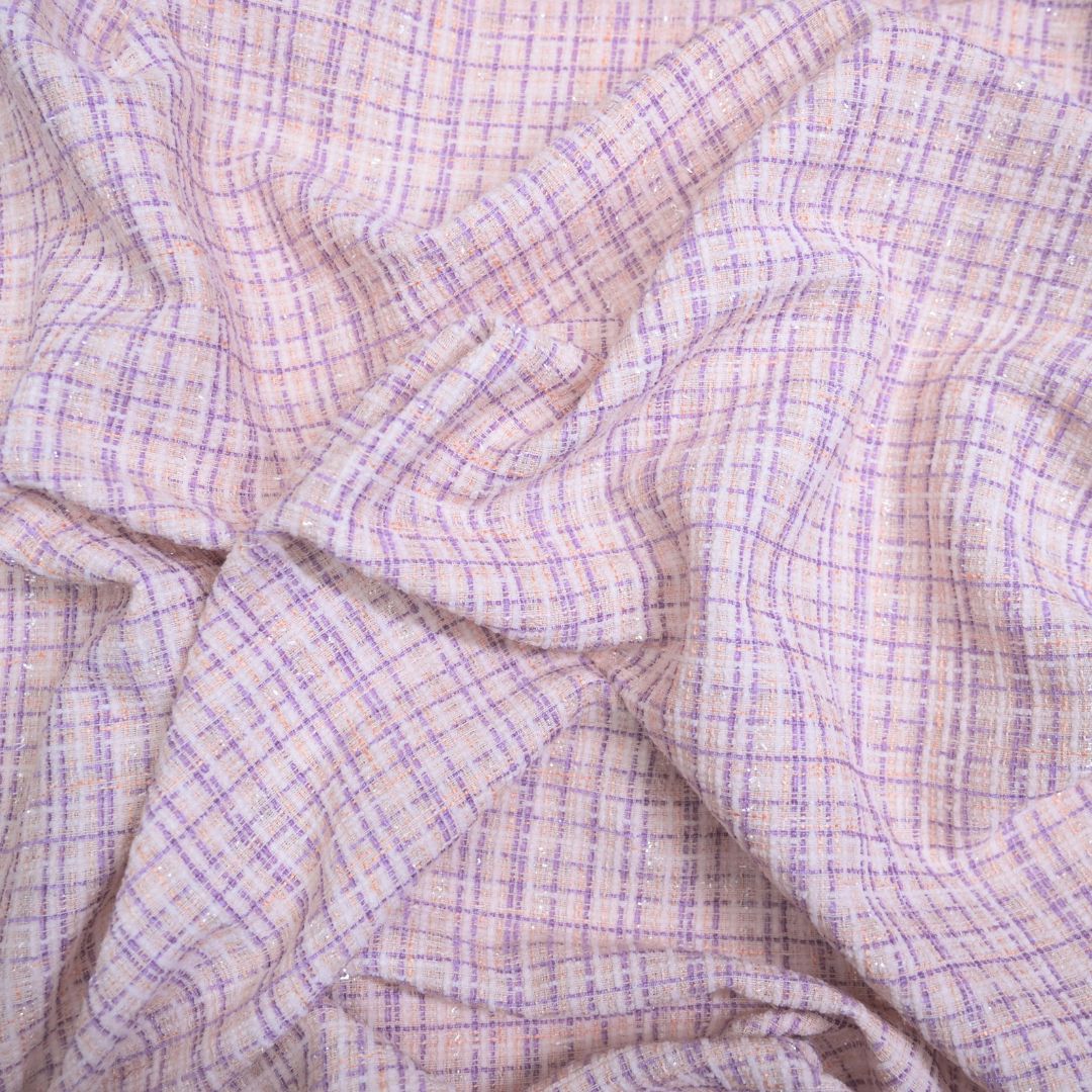 Ivory Tweed Fabric with Zari work | 39-5059