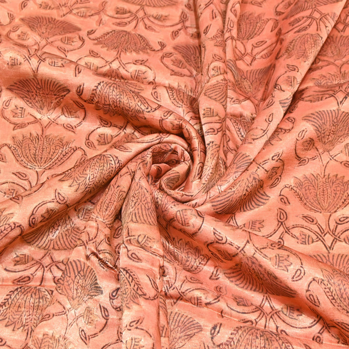 Mushrum Satin Vanaspati Print Fabric– Soft Luxury Designer Printed Fabric KK1217-1K
