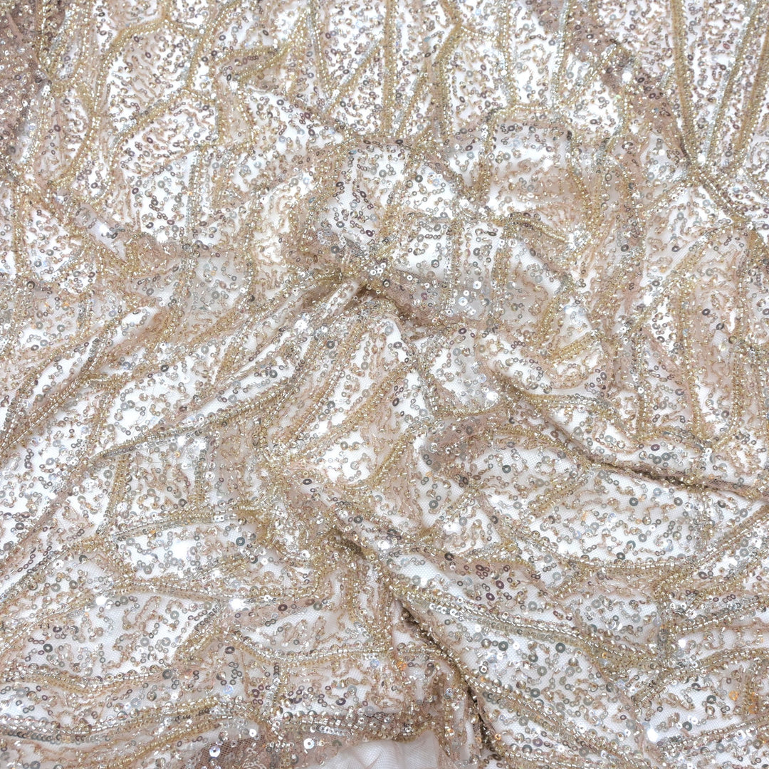 Beautiful Imported Net Cut Dana & Sequins Embroidery Fabric