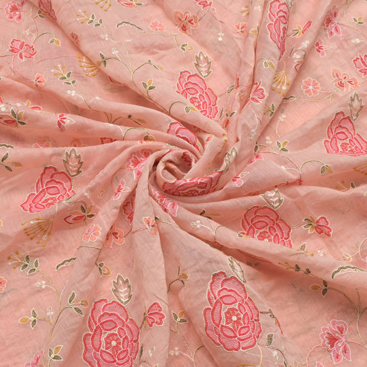 Chanderi Thread With Sequins Embroidery Fabrics