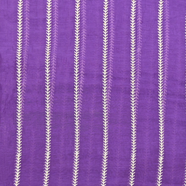 Purple Color Mul Chanderi Thread Embroidery Fabric – Soft Lightweight Designer Fabric- VI062C-1