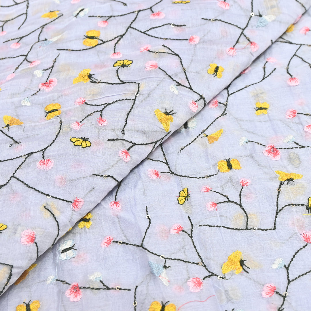 Mal Chanderi Thread Embroidery Fabric – Lightweight Elegant Designer Fabric- V2369C-02 (Copy)