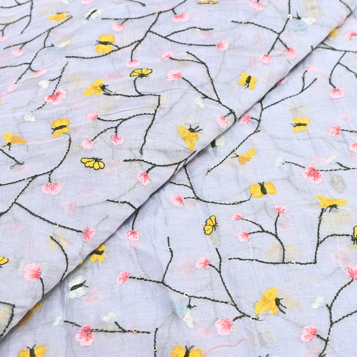 Mal Chanderi Thread Embroidery Fabric – Lightweight Elegant Designer Fabric- V2369C-02 (Copy)