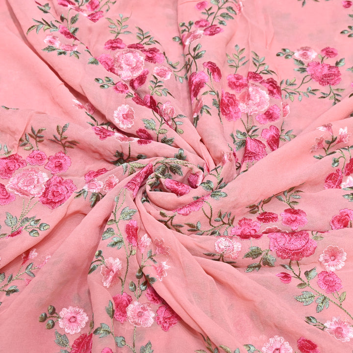 DYED VISCOSE GEORGETTE THREAD EMBROIDERY FABRIC- SW2834- 01