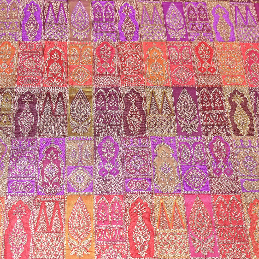 Multi Rangoli Brocade Fabric – Premium Zari Woven Designer Brocade Fabric 001006-A1
