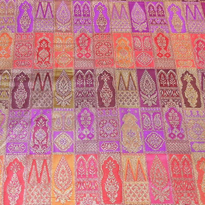 Multi Rangoli Brocade Fabric – Premium Zari Woven Designer Brocade Fabric 001006-A1