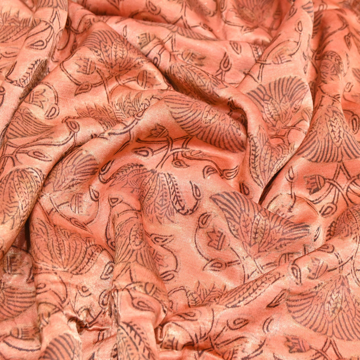 Mushrum Satin Vanaspati Print Fabric– Soft Luxury Designer Printed Fabric KK1217-1K