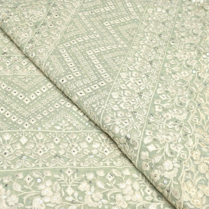 Viscose Georgette Mirror and Sequins Embroidery Fabrics