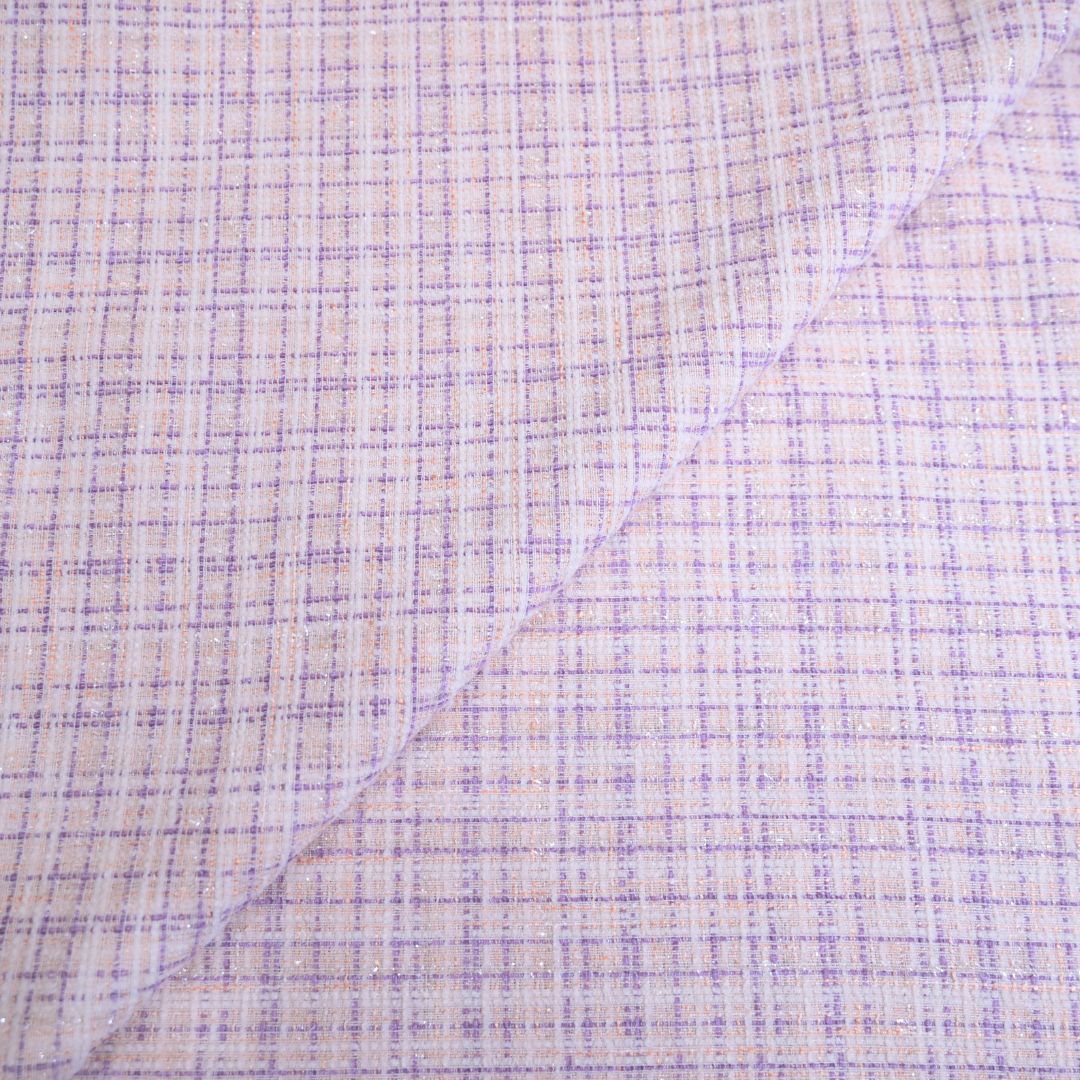 Ivory Tweed Fabric with Zari work | 39-5059