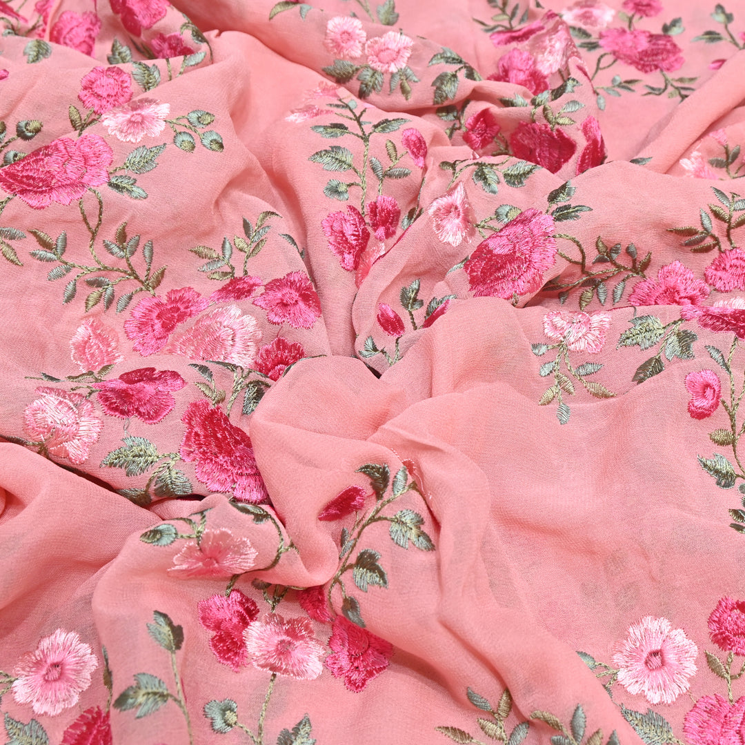 DYED VISCOSE GEORGETTE THREAD EMBROIDERY FABRIC- SW2834- 01