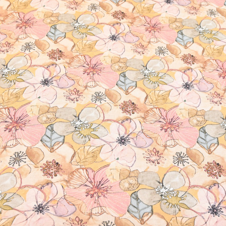 Multicolor Cotton Linen Digital Print Fabric- Soft Breathable Designer Fabric-RT0132-17