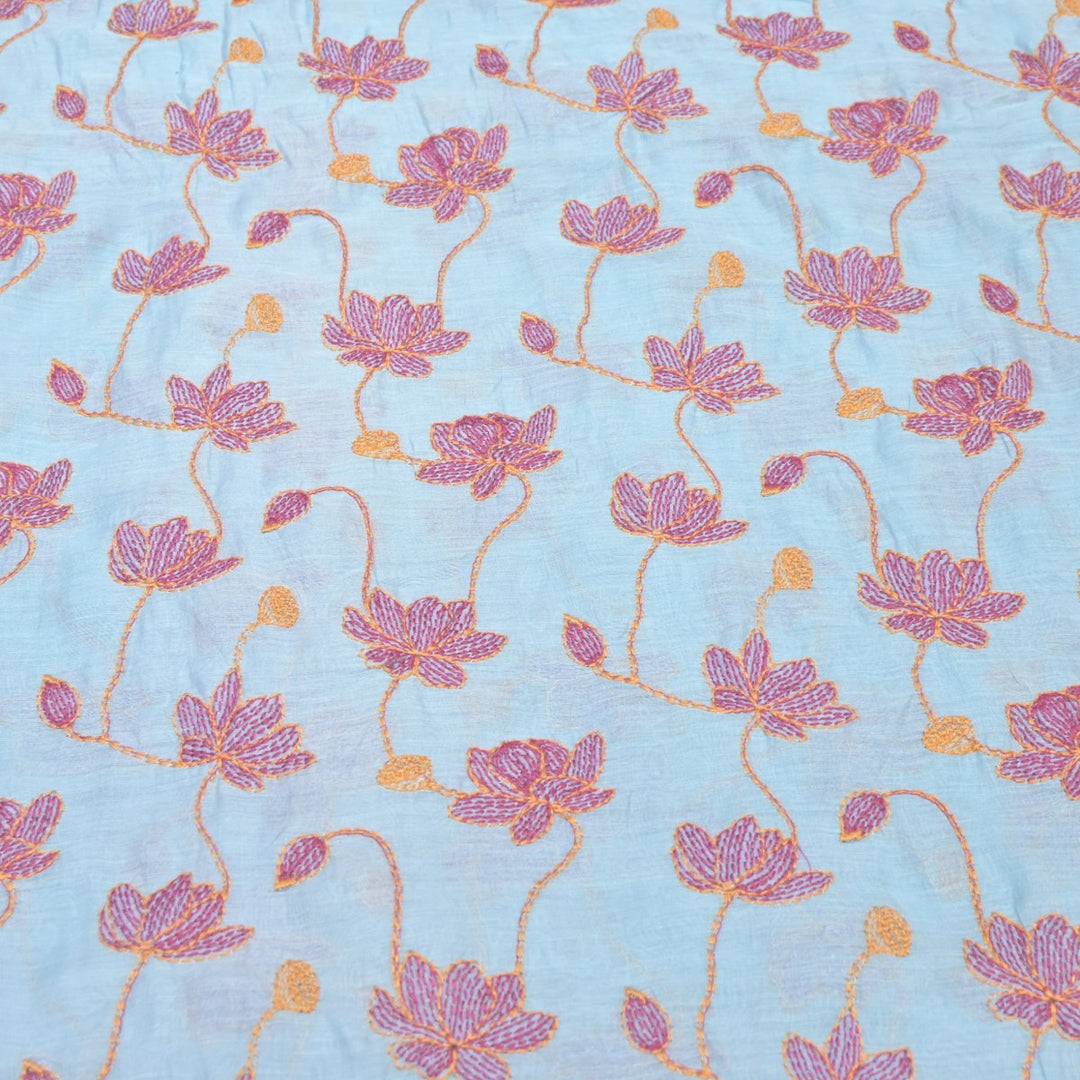 Dyed Mul Chanderi Thread Embroidery Fabrics