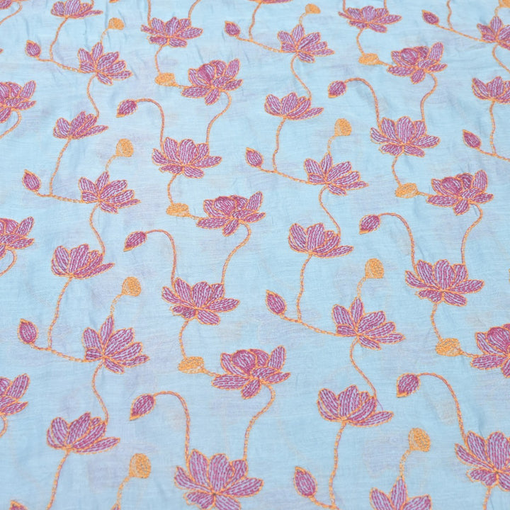 Dyed Mul Chanderi Thread Embroidery Fabrics