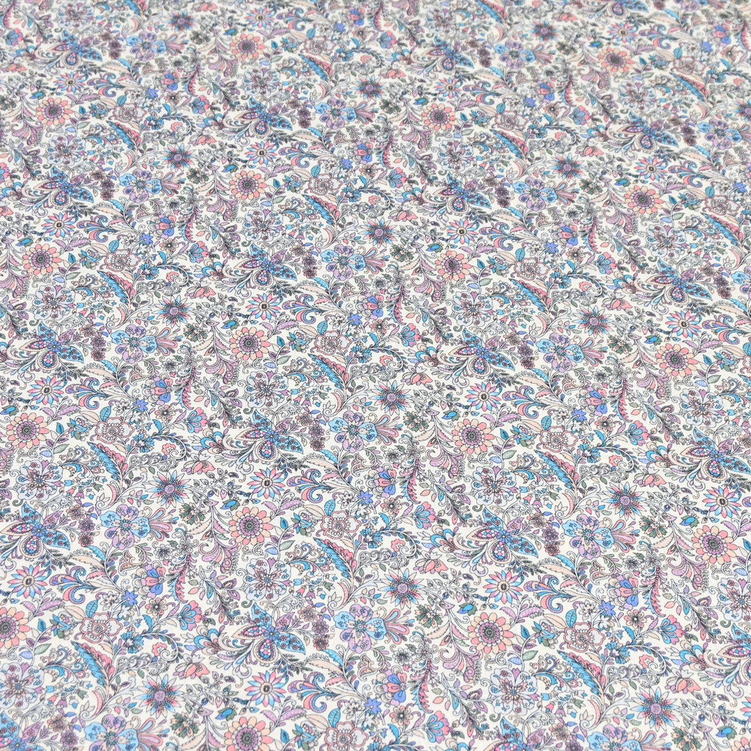 Soft Ivory Garden Italian Lawn Print Fabric