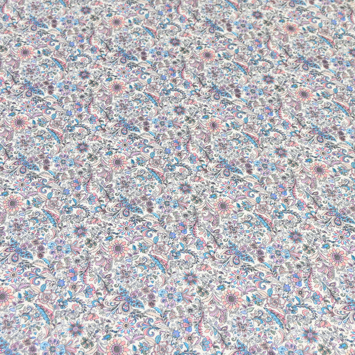 Soft Ivory Garden Italian Lawn Print Fabric