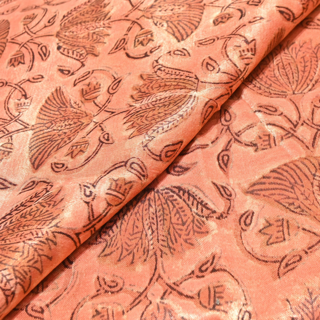 Mushrum Satin Vanaspati Print Fabric– Soft Luxury Designer Printed Fabric KK1217-1K