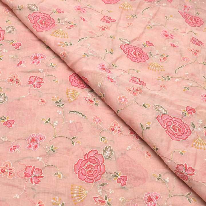 Chanderi Thread With Sequins Embroidery Fabrics