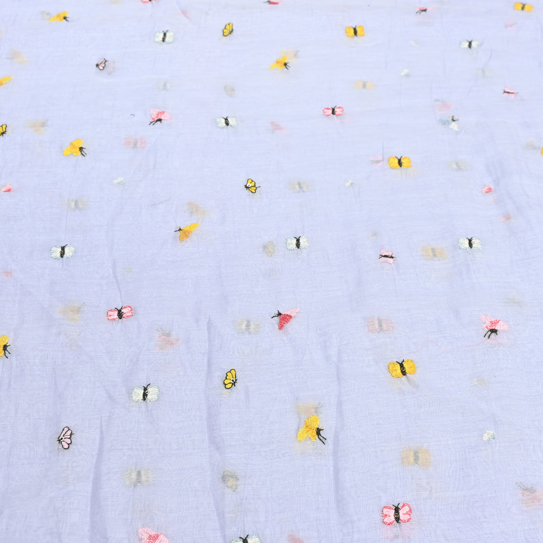 Mal Chanderi Thread Embroidery Fabric – Lightweight Elegant Designer Fabric- V2370C-02