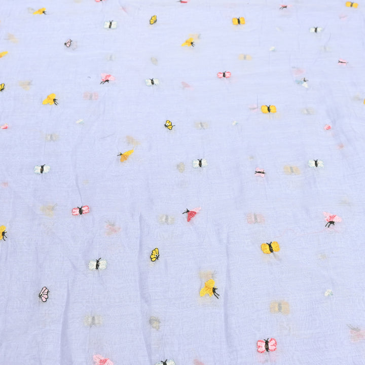 Mal Chanderi Thread Embroidery Fabric – Lightweight Elegant Designer Fabric- V2370C-02