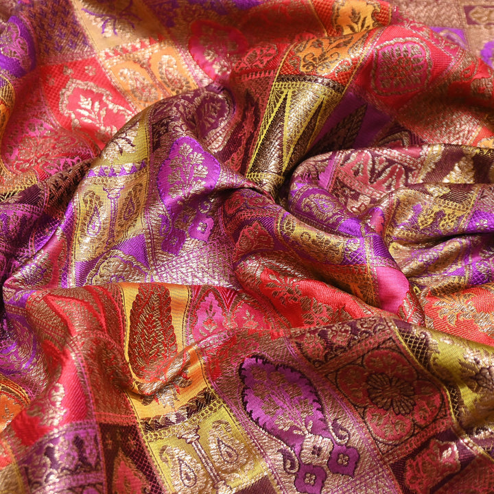 Multi Rangoli Brocade Fabric – Premium Zari Woven Designer Brocade Fabric 001006-A1