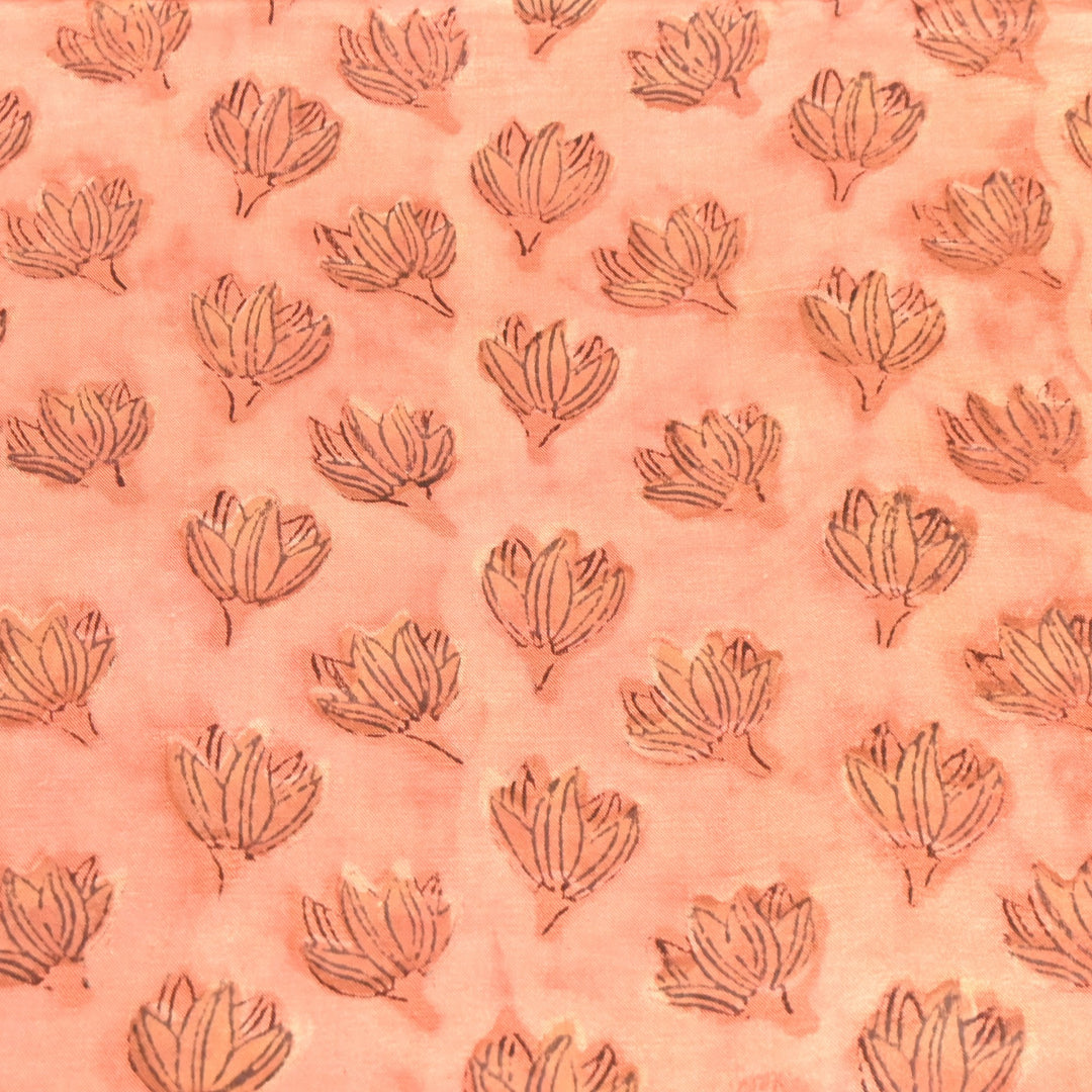 Mushrum Satin Vanaspati Print Fabric– Soft Luxury Designer Printed Fabric KK1217-1O