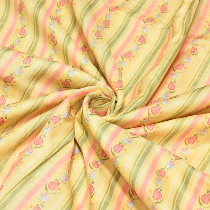 Multi Color Mul Chanderi Digital Print Fabric GT0185-1