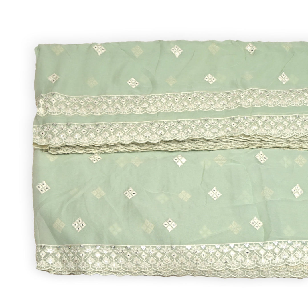 Viscose Georgette Mirror Embroidery Fabrics For Dupatta