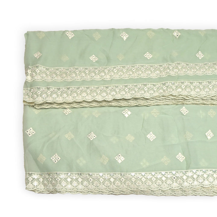 Viscose Georgette Mirror Embroidery Fabrics For Dupatta
