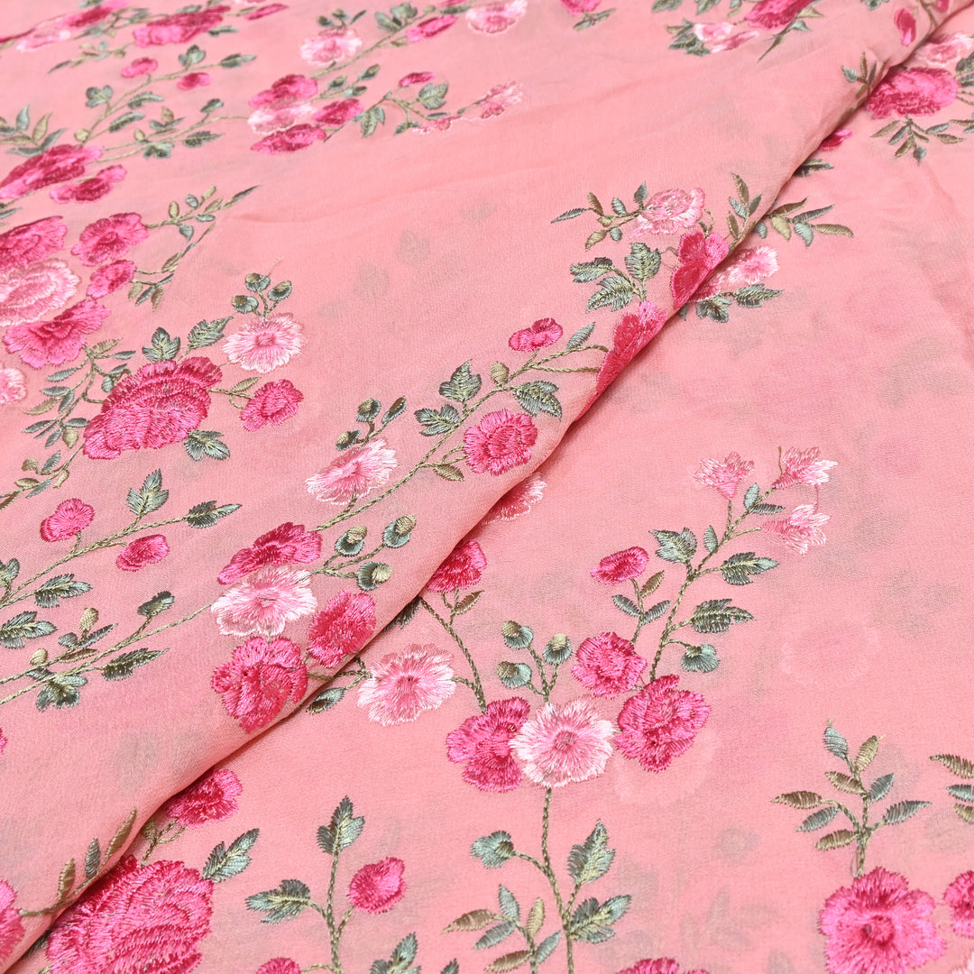 DYED VISCOSE GEORGETTE THREAD EMBROIDERY FABRIC- SW2834- 01