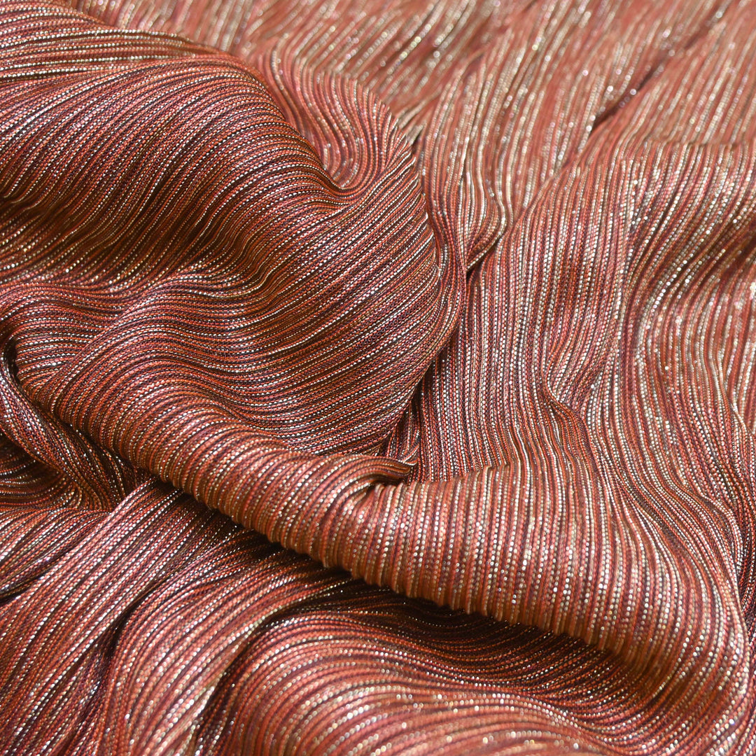 Copper Brown Crinkled Moonlight Fabric