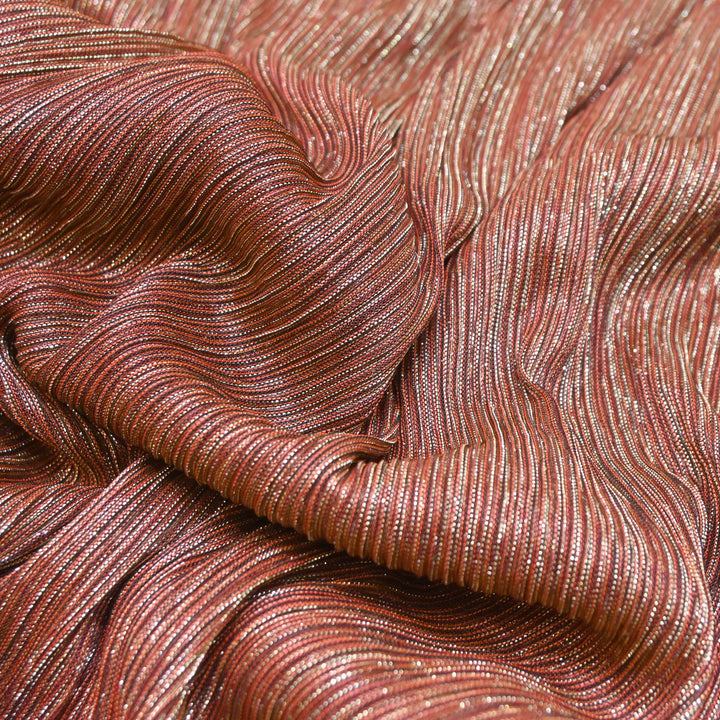 Copper Brown Crinkled Moonlight Fabric